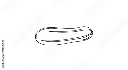 Minimalist continuous line art drawing of a fresh zucchini or cucumber, perfect for healthy eating
