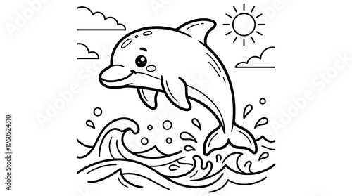 Dolphin jumping out of water.