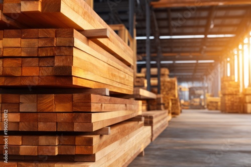 Rustic Yet Modern Lumber Warehouse Organizing Timber in a Bright Industrial Space