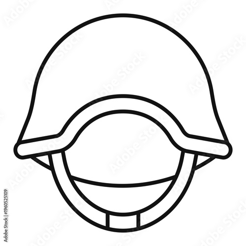 military helmet line icon with editable stroke