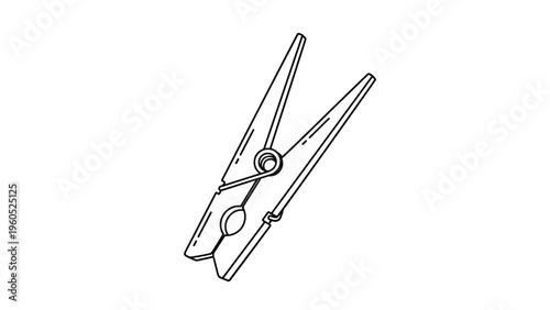 Simple line art illustration of a wooden clothespin shown from a side perspective on a white background for laundry themes.
