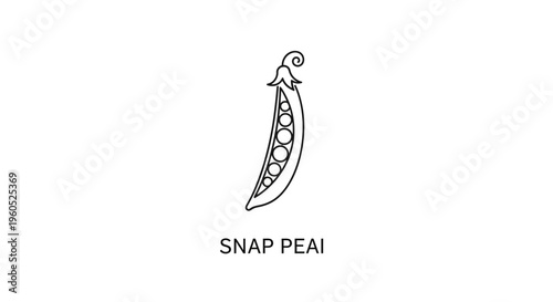 Minimalist outline drawing of a fresh green pea pod icon, perfect for healthy food branding and