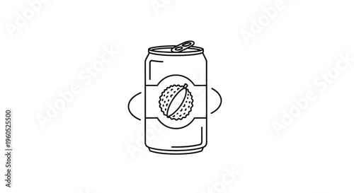Minimalist durian fruit flavored beverage can icon illustration perfect for refreshing tropical