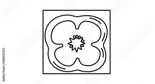 Clean linear graphic displaying a bell pepper's internal cross-section for healthy food concepts