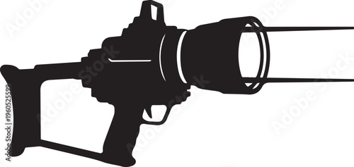 Futuristic heavy laser rifle weapon vector silhouette illustration for science fiction game