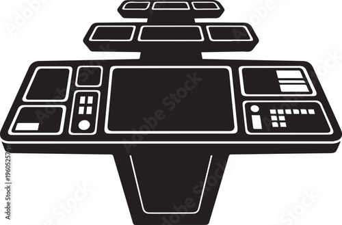 Spaceship bridge control panel console silhouette illustration vector for science fiction ui