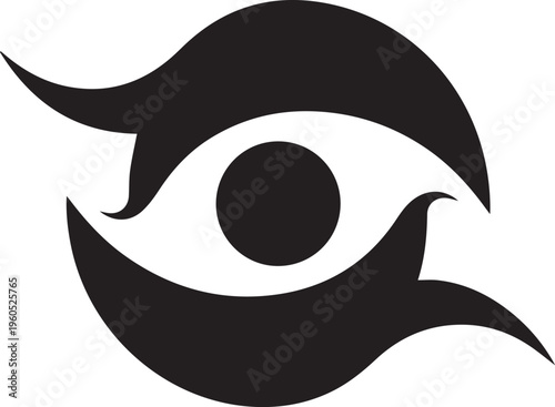 Stylized eye vector silhouette illustration line art with abstract shape