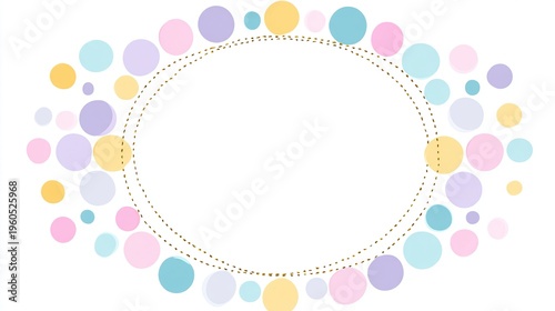 Soft rounded pastel frame border with colorful dots