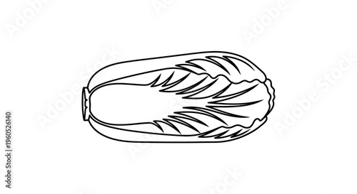 Minimalist monochrome illustration of a fresh healthy leafy green vegetable for culinary designs