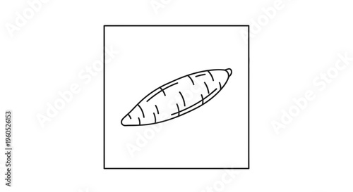 Simple black outline illustration of an organic root vegetable tuber icon design element