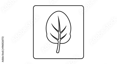 Minimalist single spinach leaf icon for healthy food, organic produce, or vegan diet representation