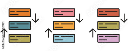 Move, priority, rearrange, task icons, project management icons vector in trendy flat style illustration isolated on white background.