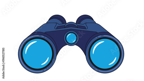 Pair of professional blue binoculars used for bird watching or distant observation isolated on a white background.