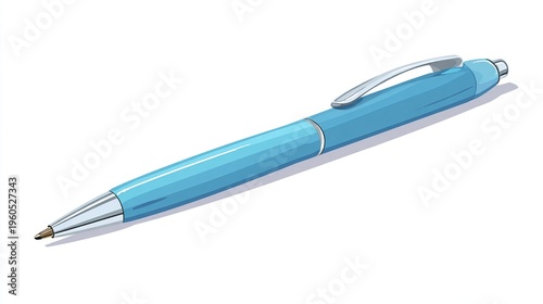 Modern blue ballpoint pen with silver accents