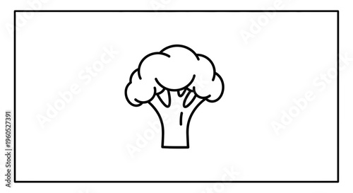 Line art depiction of a healthy green vegetable, a fresh broccoli floret food item simple graphic