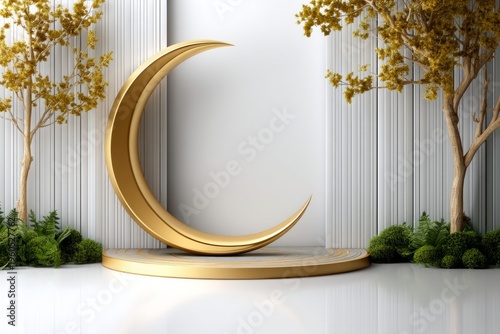 Wallpaper Mural Premium 3D Clay Crescent Gate Structure for Eid al-Adha Celebration Display Concept Torontodigital.ca