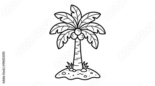 Palm tree on small island landscape.