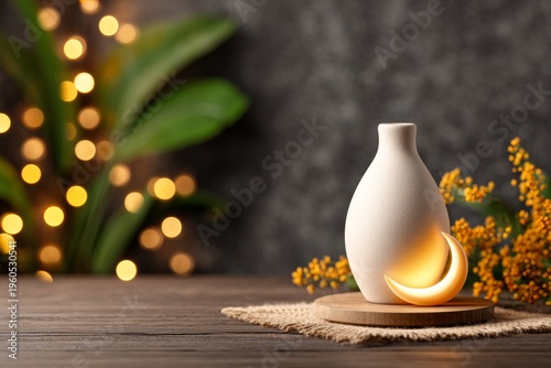 Wallpaper Mural Serene 3D Clay Night Scene Featuring Crescent Moon and Soft Lighting Decor Torontodigital.ca