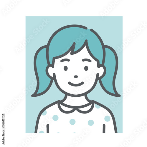 証明写真（顔写真）のイラスト・女の子（子供・学生証・パスポート・本人確認）