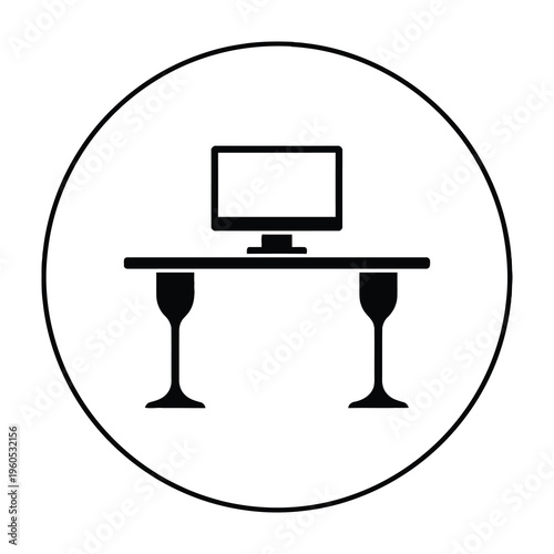 Dinner date night concept with computer and wine glasses on table