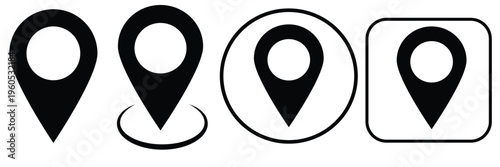 Map pin icon. location pin place marker. Location icon set, Map  pointer icon set. GPS location symbol collection. red, black, blue location icon set, white background, EPS10
