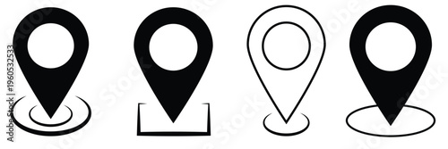 Location  icon set map pointer , navigation marker distance route  address destination indicator pinpoint button  icons collection black , red , green , blue  location icon set , white background, EPS