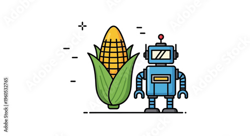 Modern Agriculture and Robotics: A Friendly Robot Symbolizing Technological Advancements in Farming