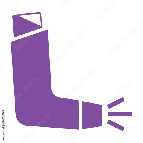 Purple asthma inhaler icon with medication release