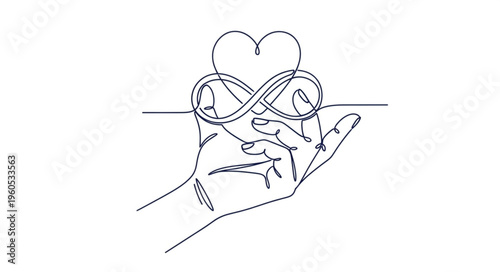 Hand Holding Interlocking Infinity Heart.
