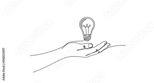 Hand Holding Light Bulb Idea.