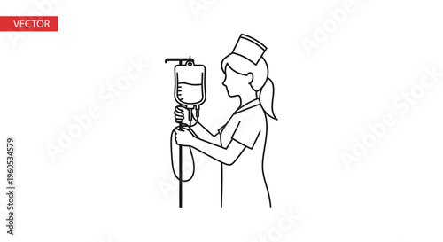 Dedicated healthcare professional providing essential medical care with an intravenous drip system