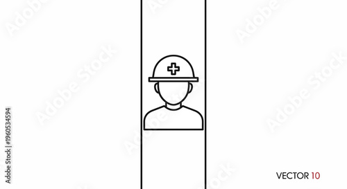Essential outline icon of a workplace health and safety professional wearing a protective hard hat