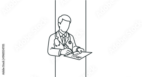 Professional male physician writing medical prescription form for comprehensive patient care