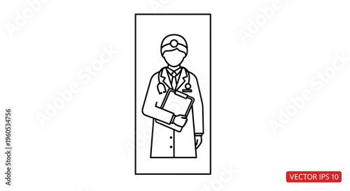 Professional medical practitioner line art illustration for health services and hospital concepts