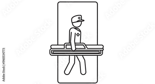 Medical professional carrying a folding stretcher for emergency patient transport assistance