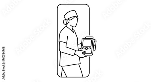 Skilled medical practitioner employing portable diagnostic instrument for patient care assistance