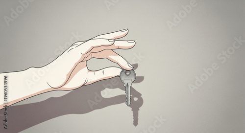 Hand Holding Metal Silver Keys.