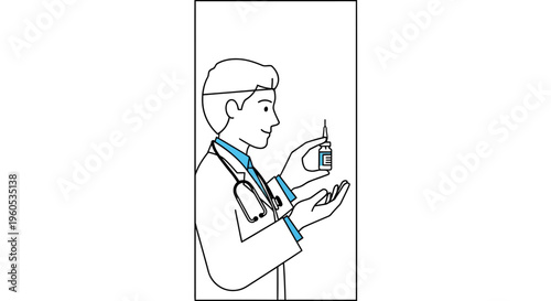 A dedicated doctor presents a vial with a syringe, ready for patient care in a clinic