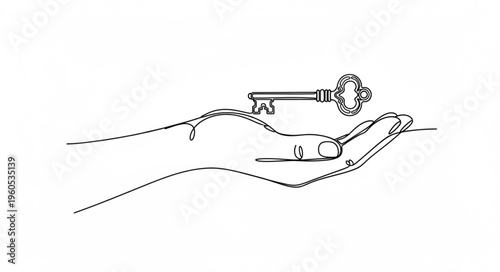 Hand Holding Old Metal Key.
