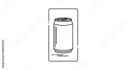 Clean line art illustration of a modern aluminum beverage can for cold drinks or soda pop on a