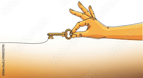 Hand Holding Old Metal Key.