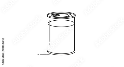 Minimalist line art illustration of a generic metal food storage can with a pull tab top for