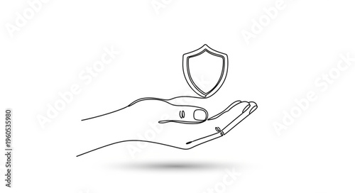 Hand Holding Protection Shield Icon.
