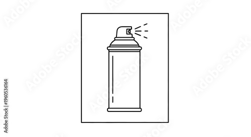 Graphic representation of an active aerosol container dispensing fine mist in minimalist line art