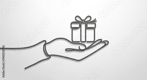 Hand holding small gift box.