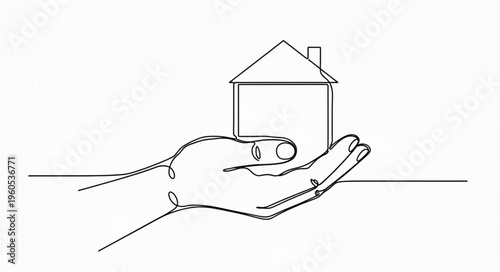 Hand Holding Small House Model.