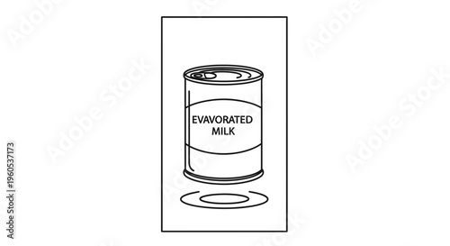 Simple line drawing of an evaporated milk can, perfect for cooking ingredient illustrations or