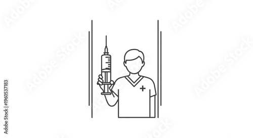 Essential healthcare worker holding a medical syringe, symbolizing immunization and global health