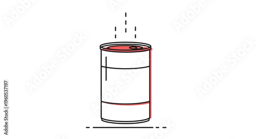 Minimalist line art of a generic cylindrical can suggesting an opening or warmth