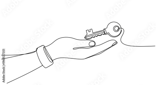 Hand Holding Small Metal Key.